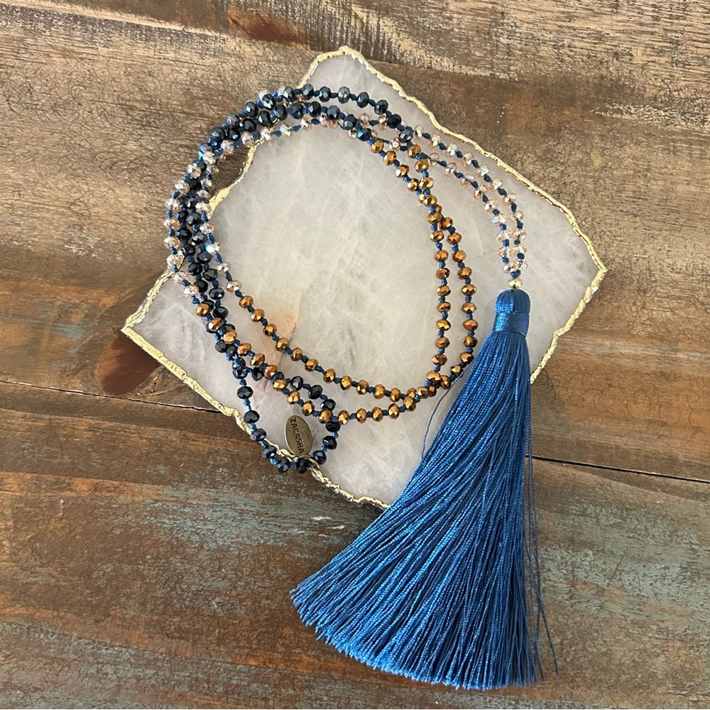 Zacasha Crystal Tassel Necklace